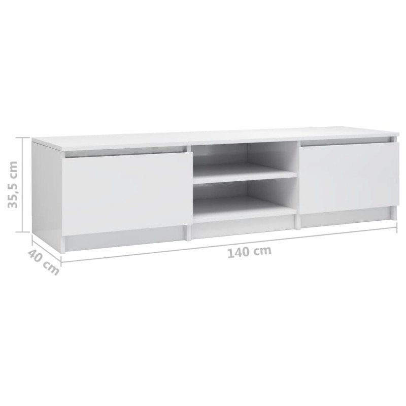 vidaXL TV skrinka, lesklá biela 140x40x35,5 cm, drevotrieska 