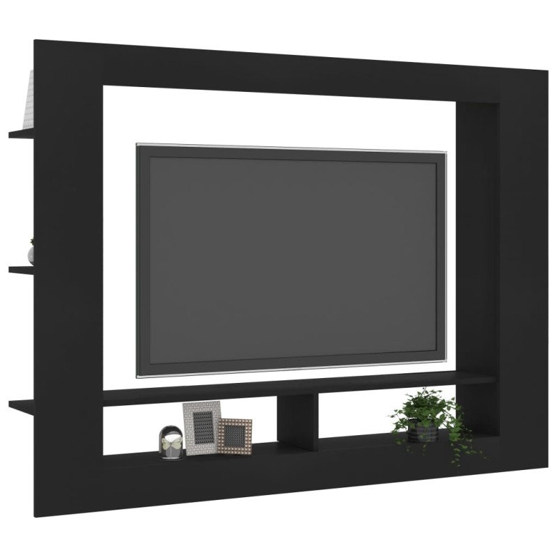 vidaXL TV skrinka, čierna 152x22x113 cm, kompozitné drevo vidaXL TV skrinka, čierna 152x22x113 cm, kompozitné drevo