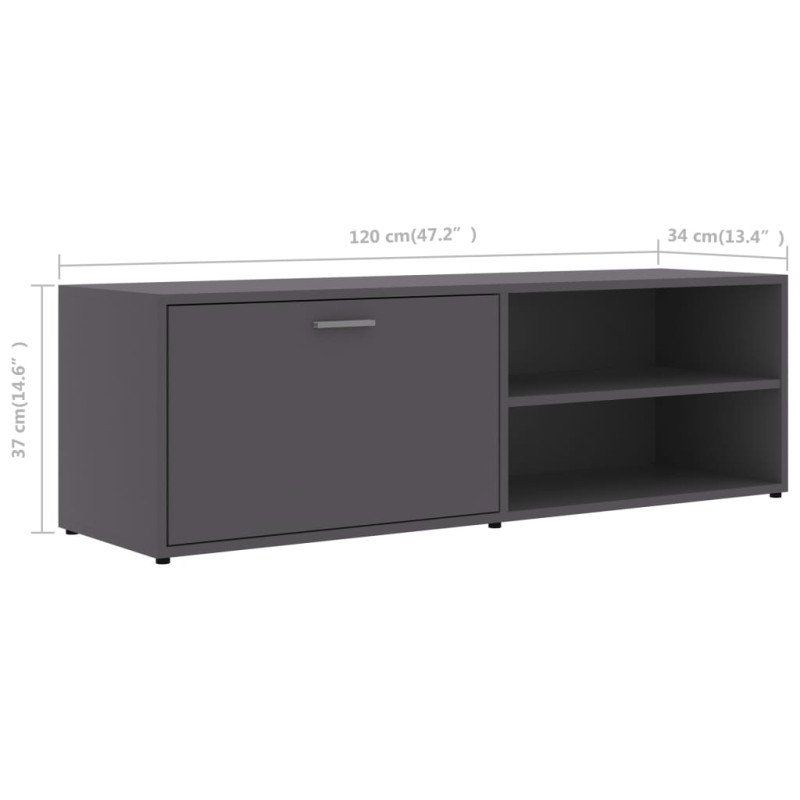 vidaXL TV skrinka, sivá 120x34x37 cm, drevotrieska