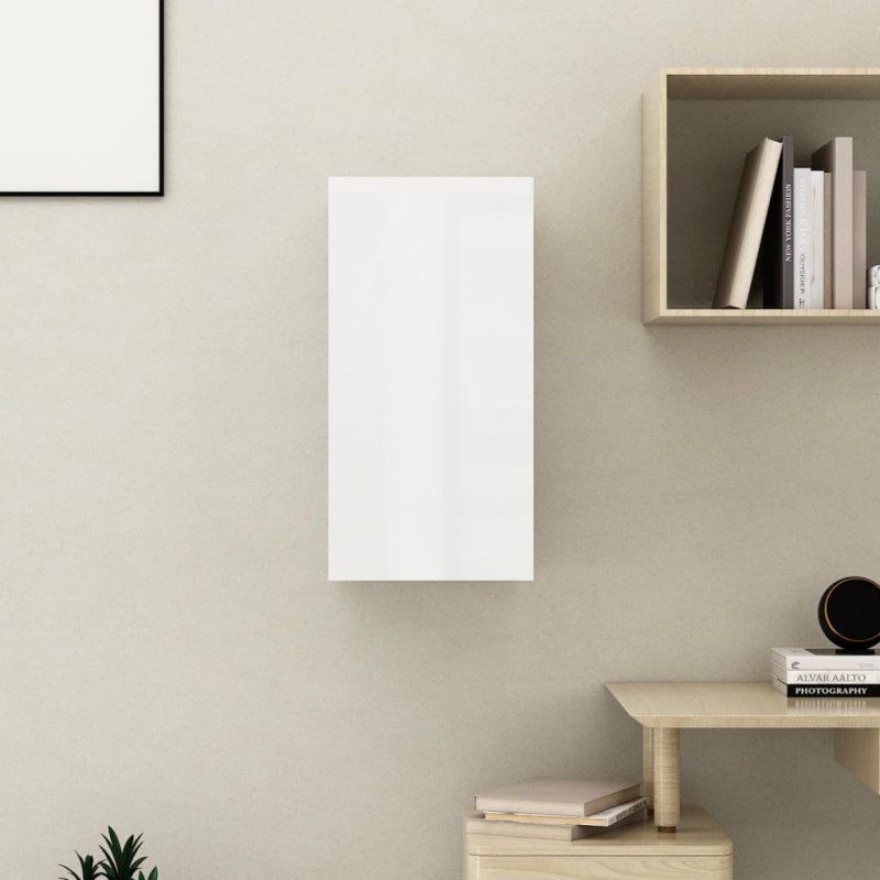 vidaXL TV skrinka, lesklá biela 30,5x30x60 cm, kompozitné drevo
