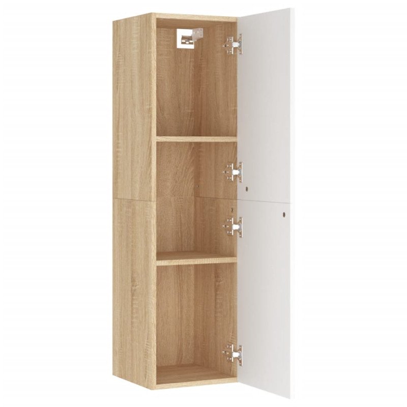 vidaXL TV skrinky 2 ks, biela+sonoma 30,5x30x110 cm, kompozitné drevo