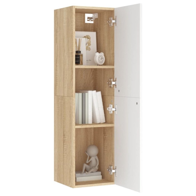 vidaXL TV skrinky 2 ks, biela+sonoma 30,5x30x110 cm, kompozitné drevo