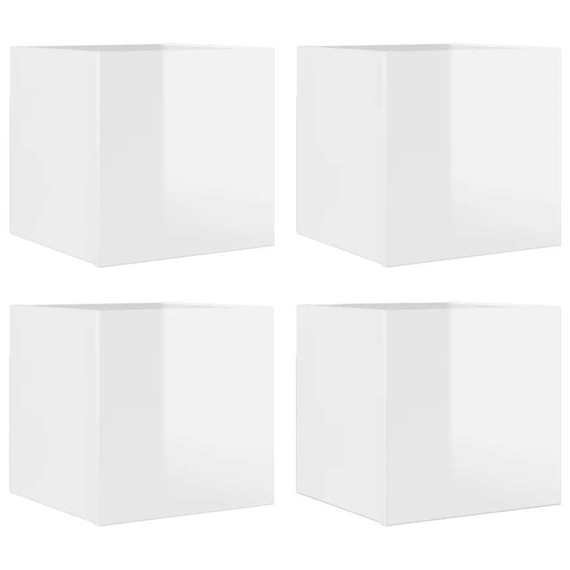 vidaXL Nástenné TV skrinky 4 ks lesklé biele 30,5x30x30 cm