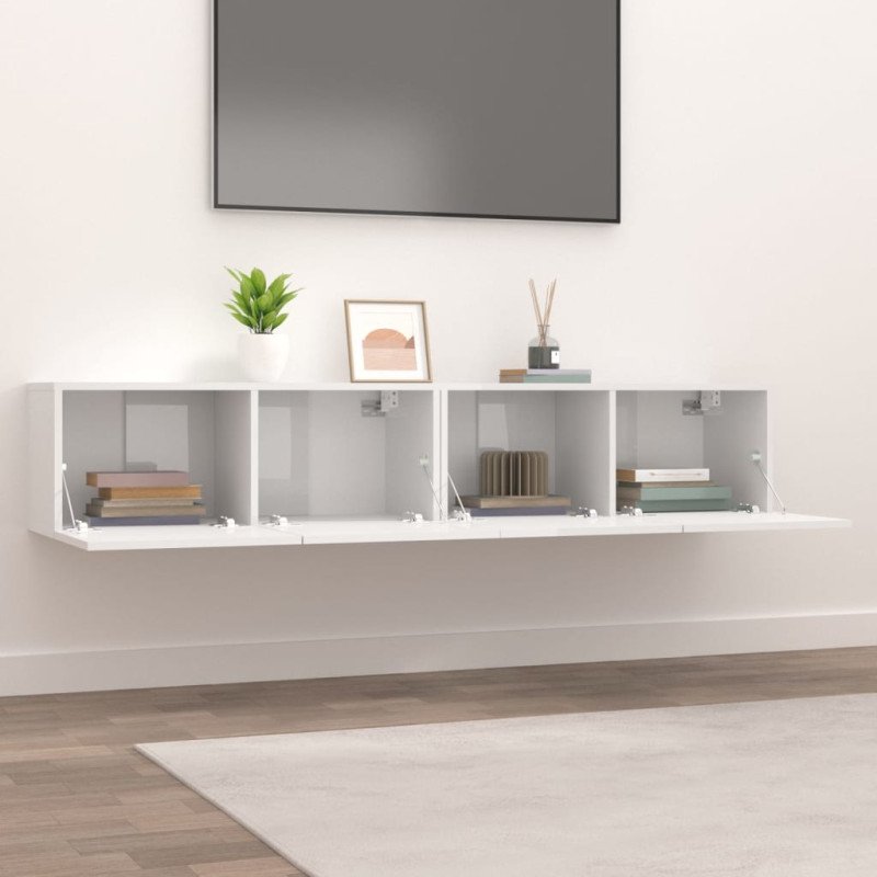 vidaXL TV skrinky 2 ks lesklé biele 80x30x30cm spracované drevo