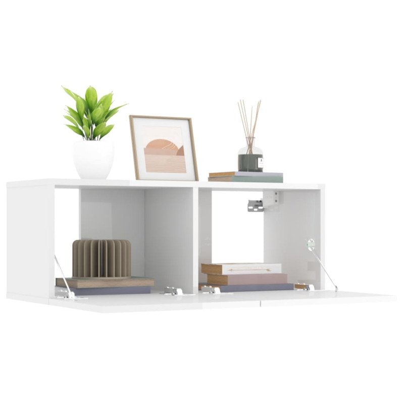 vidaXL TV skrinky 2 ks lesklé biele 80x30x30cm spracované drevo
