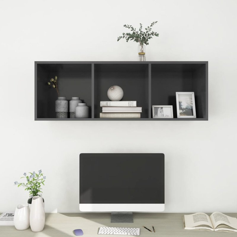 vidaXL Nástenná TV skrinka, sivá 37x37x107 cm, kompozitné drevo
