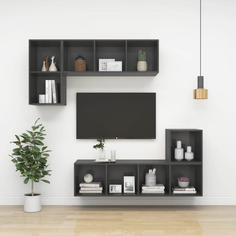 vidaXL Nástenná TV skrinka, sivá 37x37x107 cm, kompozitné drevo