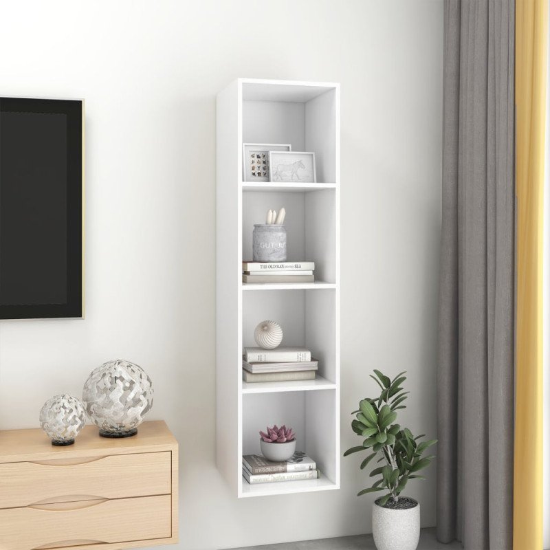 vidaXL Nástenná TV skrinka, biela 37x37x142,5 cm, kompozitné drevo