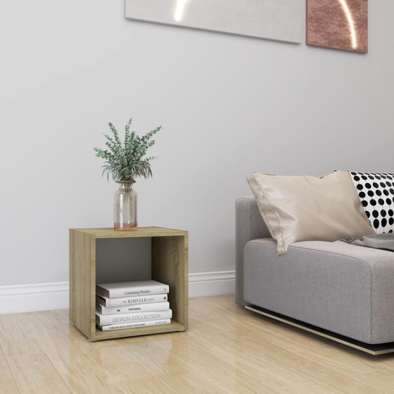 vidaXL TV skrinka biela a farba duba sonoma 37x35x37 cm drevotrieska vidaXL TV skrinka biela a farba duba sonoma 37x35x37 cm drevotrieska