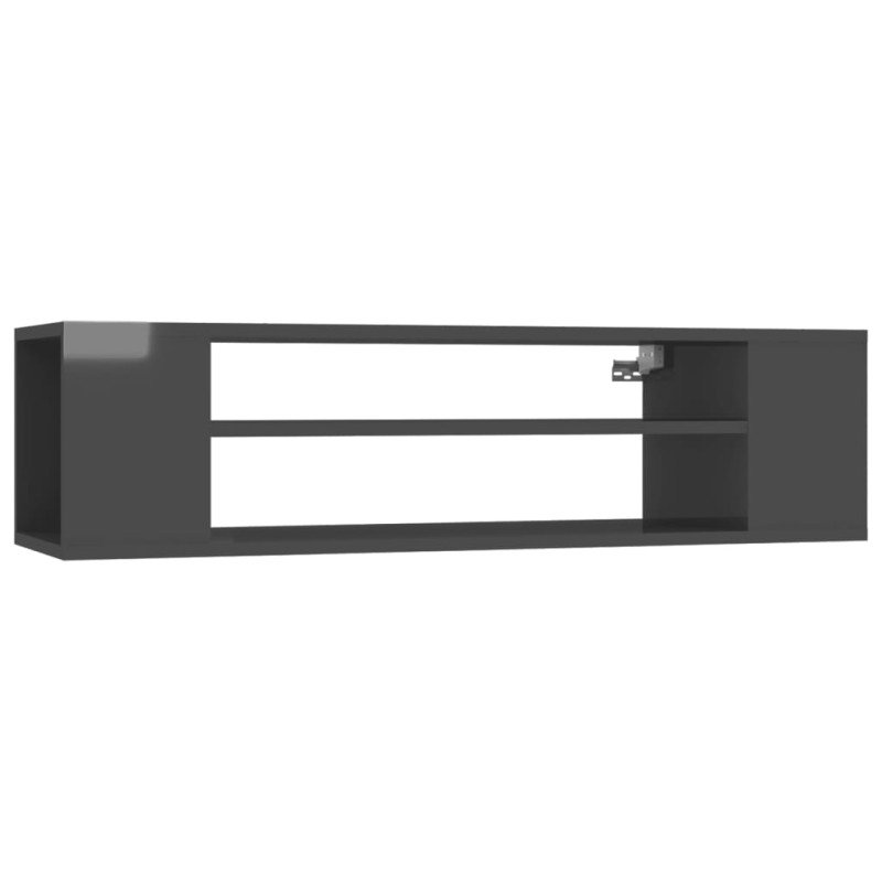 vidaXL Závesná TV skrinka, lesklá sivá 100x30x26,5cm, kompozitné drevo