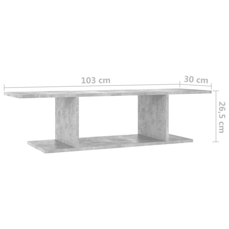 vidaXL Nástenná TV skrinka betónovo sivá 103x30x26,5 cm
