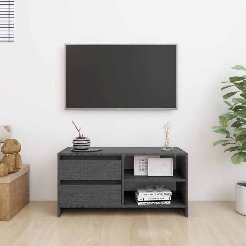 vidaXL TV skrinka sivá 80x31x39 cm borovicový masív