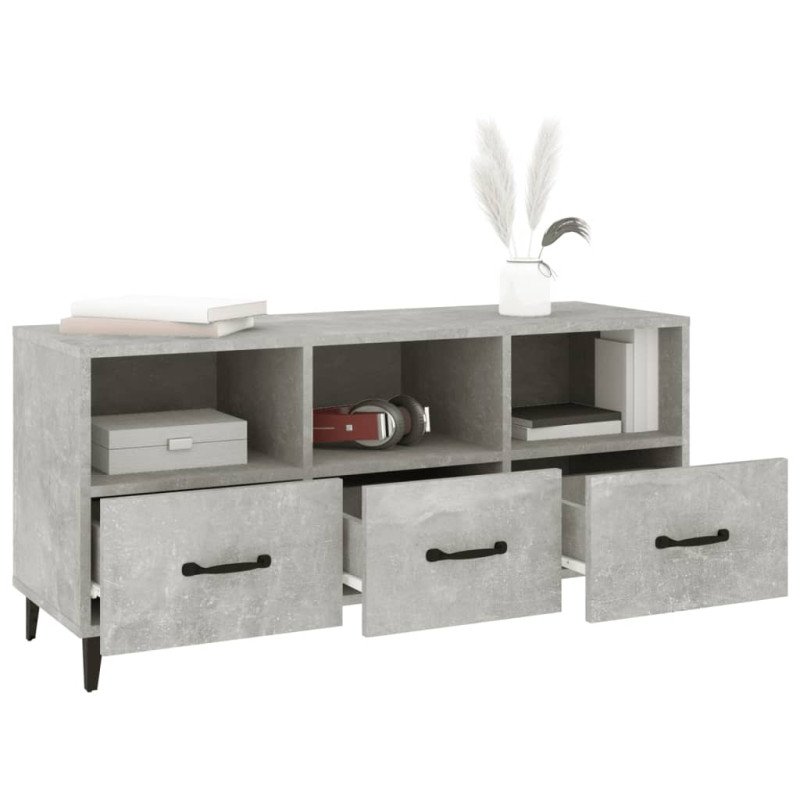 vidaXL TV stolík betónovo sivý 102x35x50 cm spracované drevo