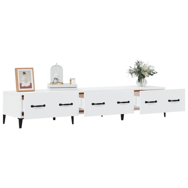 vidaXL TV stolík biely 150x34,5x30 cm spracované drevo