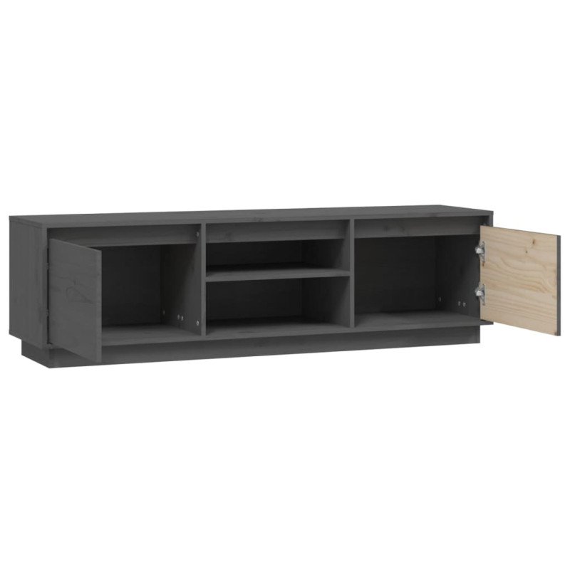 vidaXL TV stolík sivý 140x35x40 cm masívna borovica