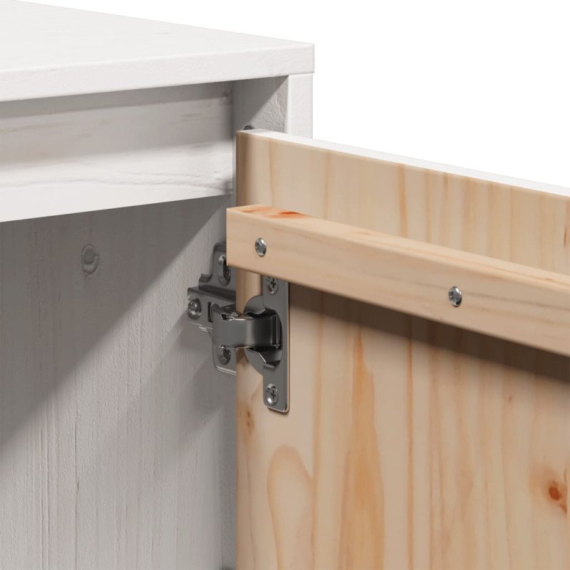 vidaXL TV skrinka biela 110,5x35x44 cm masívna borovica