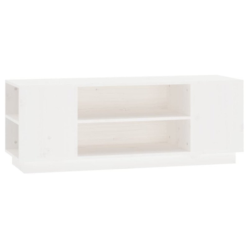 vidaXL TV skrinka biela 110x35x40,5 cm masívna borovica