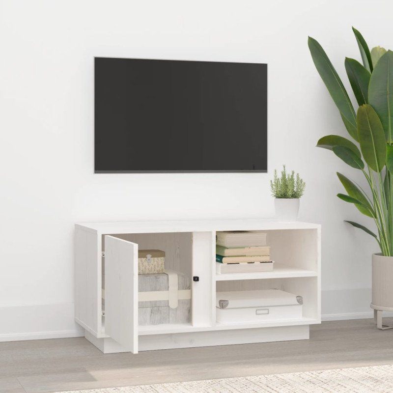 vidaXL TV skrinka biela 80x35x40,5 cm masívna borovica