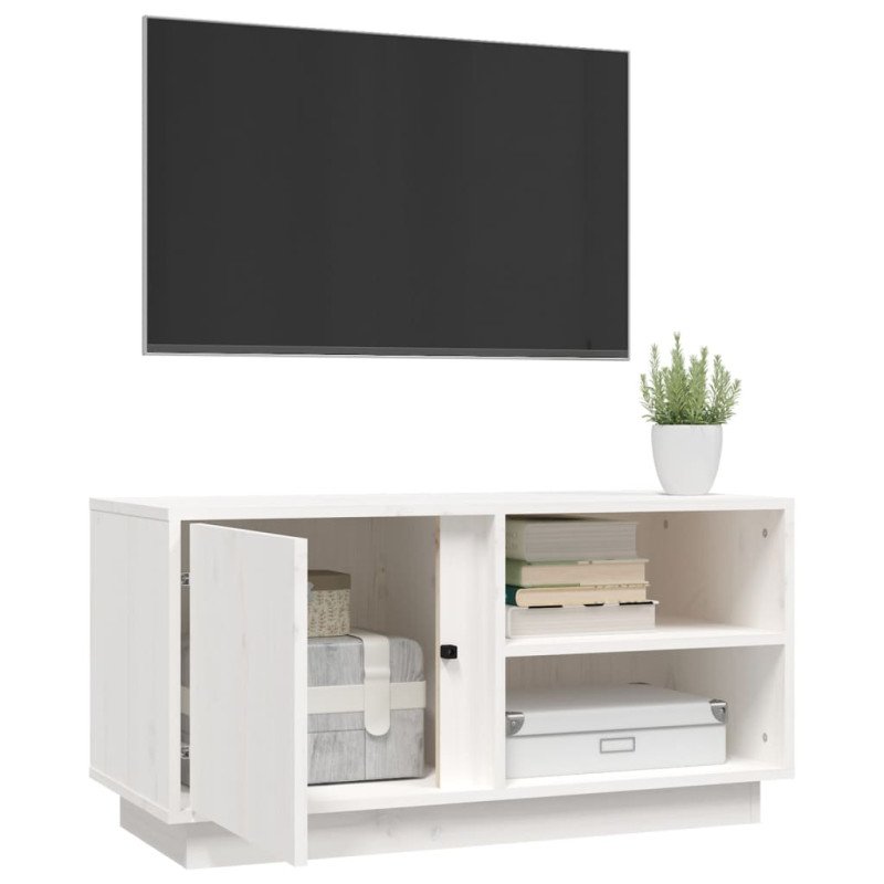 vidaXL TV skrinka biela 80x35x40,5 cm masívna borovica