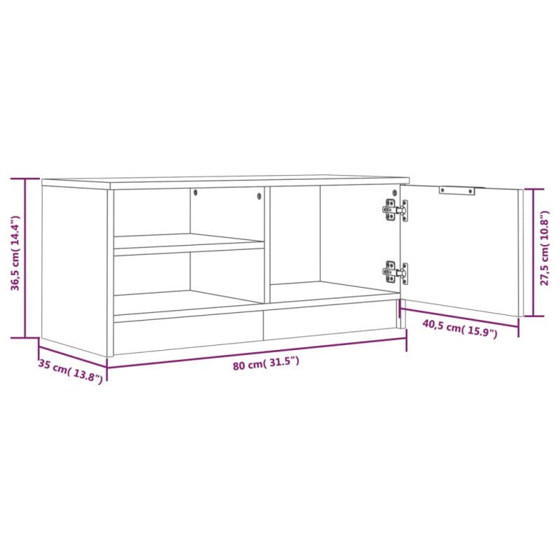vidaXL TV skrinka hnedý dub 80x35x36,5 cm spracované drevo