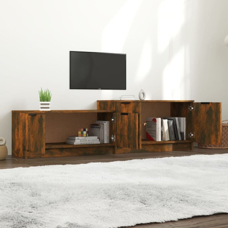 vidaXL TV skrinka dymový dub 158,5x36x45 cm spracované drevo