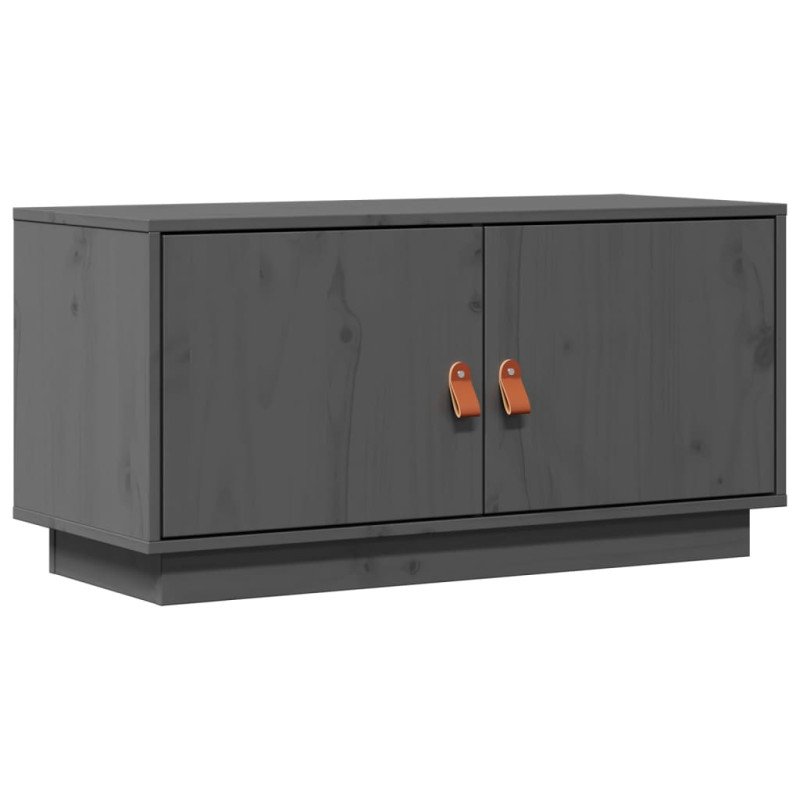 vidaXL TV skrinka sivá 80x34x40 cm masívna borovica