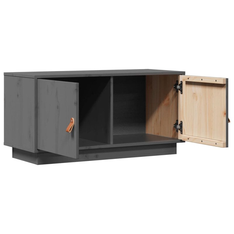 vidaXL TV skrinka sivá 80x34x40 cm masívna borovica