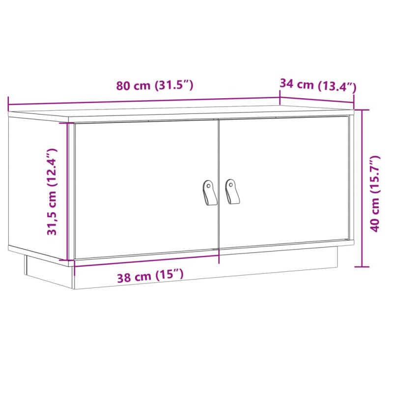 vidaXL TV skrinka sivá 80x34x40 cm masívna borovica
