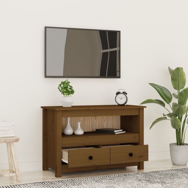 vidaXL TV skrinka medovo-hnedá 79x35x52 cm masívna borovica