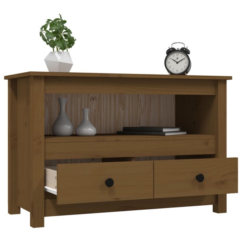 vidaXL TV skrinka medovo-hnedá 79x35x52 cm masívna borovica