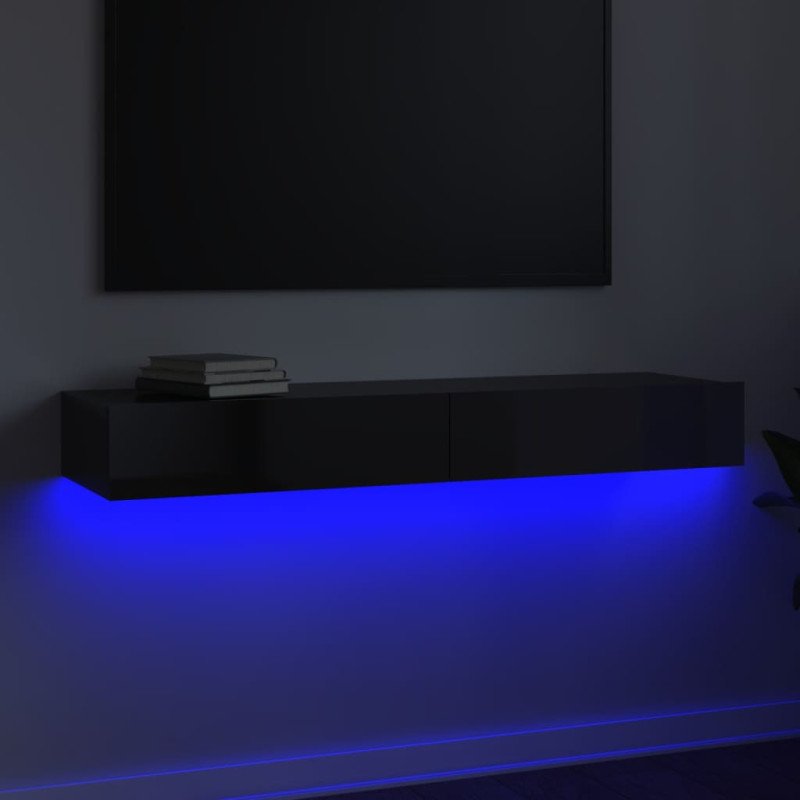 vidaXL TV skrinka s LED svetlami lesklá sivá 120x35x15,5 cm