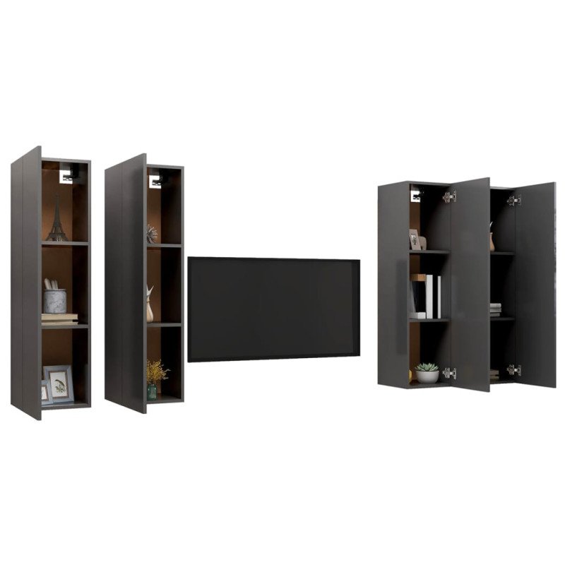 vidaXL TV skrinky 4 ks sivé 30,5x30x110 cm drevotrieska