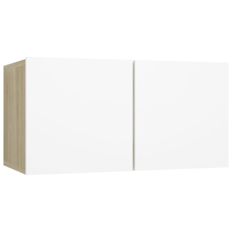 vidaXL 3-dielna súprava TV skriniek biela a dub sonoma drevotrieska vidaXL 3-dielna súprava TV skriniek biela a dub sonoma drevotrieska