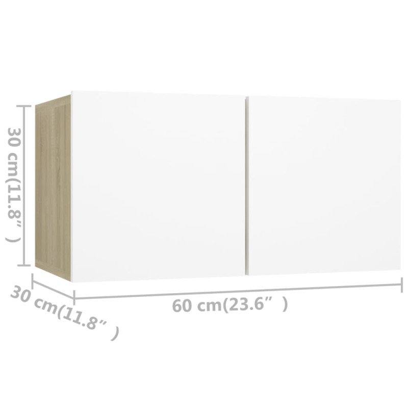 vidaXL 3-dielna súprava TV skriniek biela a dub sonoma drevotrieska vidaXL 3-dielna súprava TV skriniek biela a dub sonoma drevotrieska