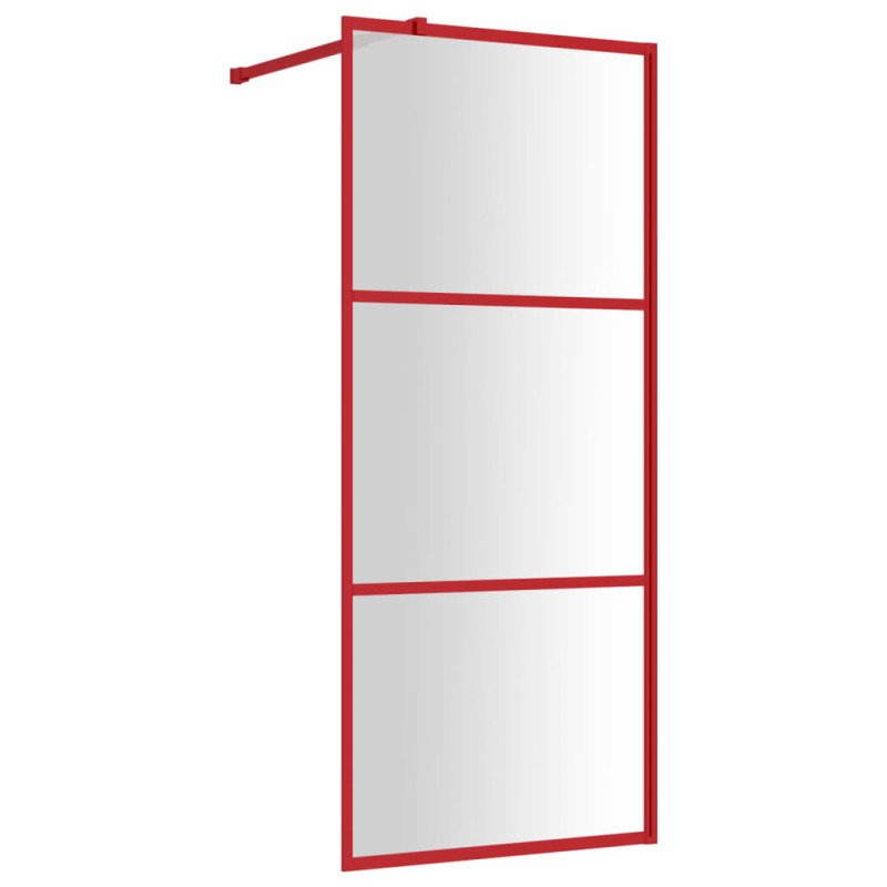 vidaXL Sprchová zástena s priehľadným ESG sklom, červená 80x195 cm