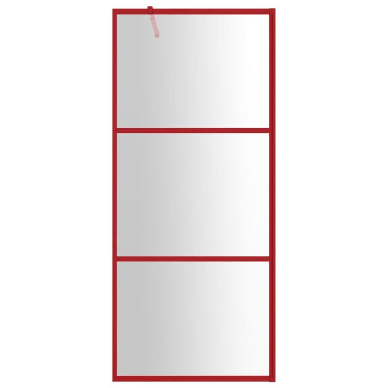 vidaXL Sprchová zástena s priehľadným ESG sklom, červená 80x195 cm