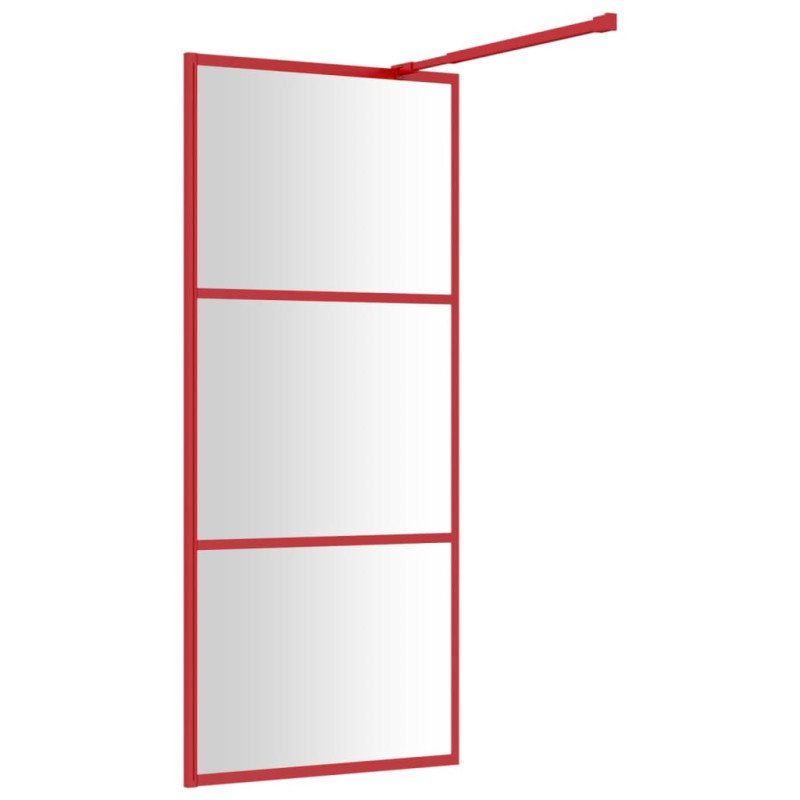 vidaXL Sprchová zástena s priehľadným ESG sklom, červená 80x195 cm