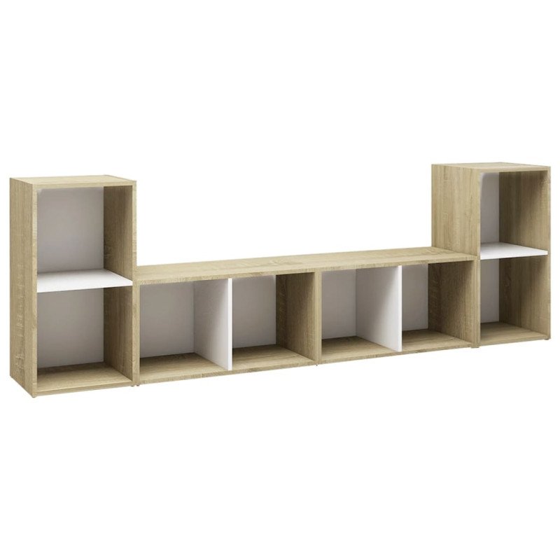 vidaXL TV skrinky 4 ks biele a dub sonoma 72x35x36,5 cm drevotrieska