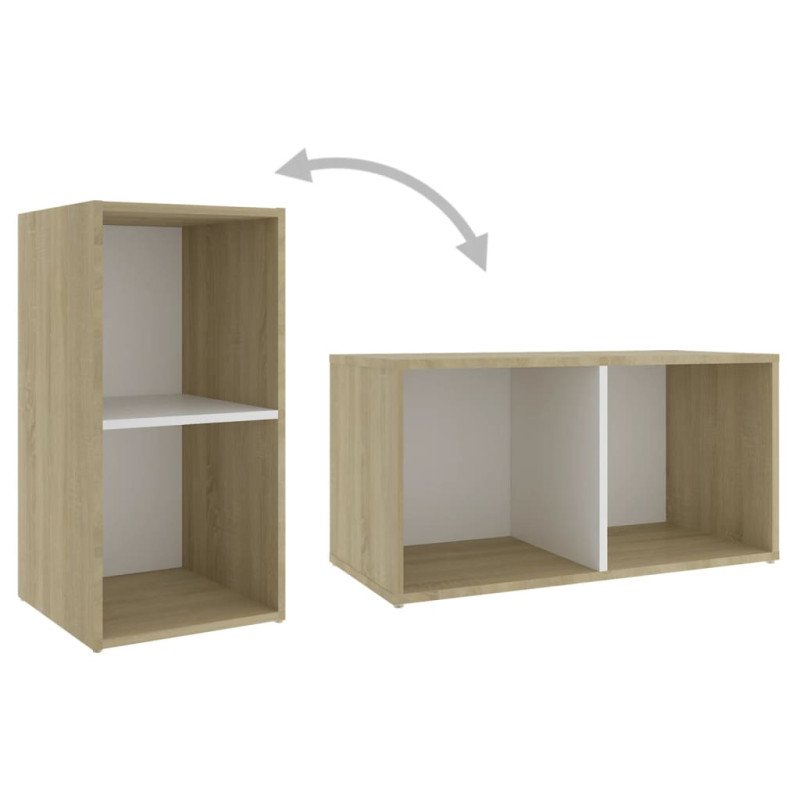 vidaXL TV skrinky 4 ks biele a dub sonoma 72x35x36,5 cm drevotrieska