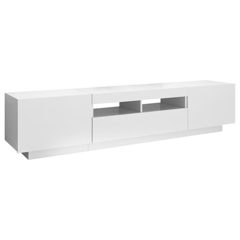 vidaXL TV skrinka s LED svetlami lesklá biela 180x35x40 cm