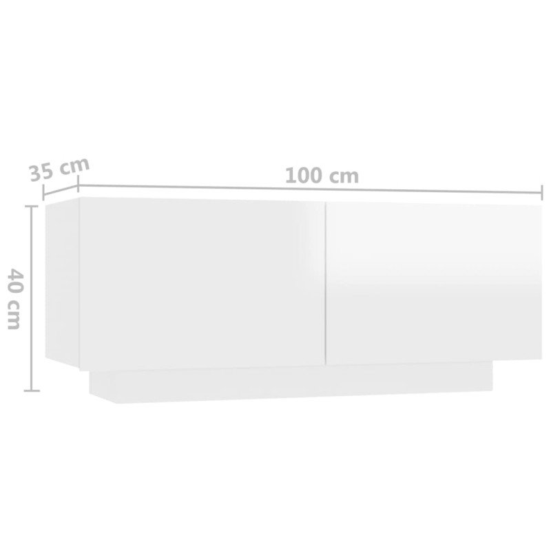 vidaXL TV skrinka s LED svetlami lesklá biela 180x35x40 cm