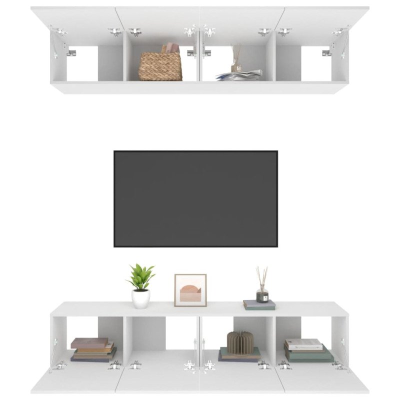 vidaXL TV skrinky 4 ks biele 80x30x30 cm spracované drevo