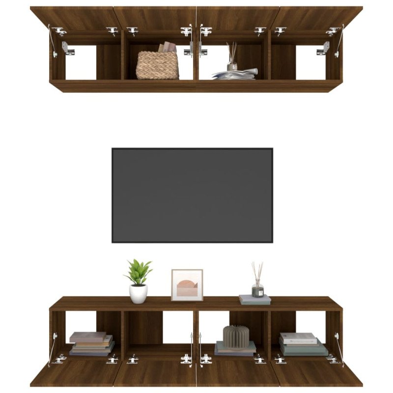 vidaXL TV skrinky 4 ks hnedý dub 80x30x30 cm spracované drevo
