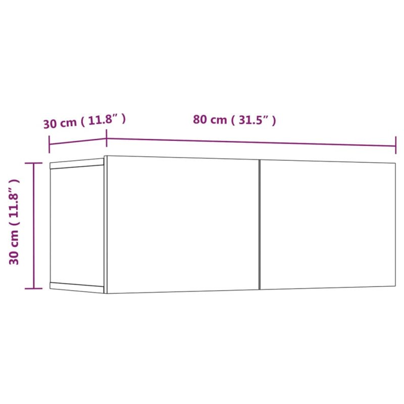 vidaXL TV skrinky 4 ks hnedý dub 80x30x30 cm spracované drevo