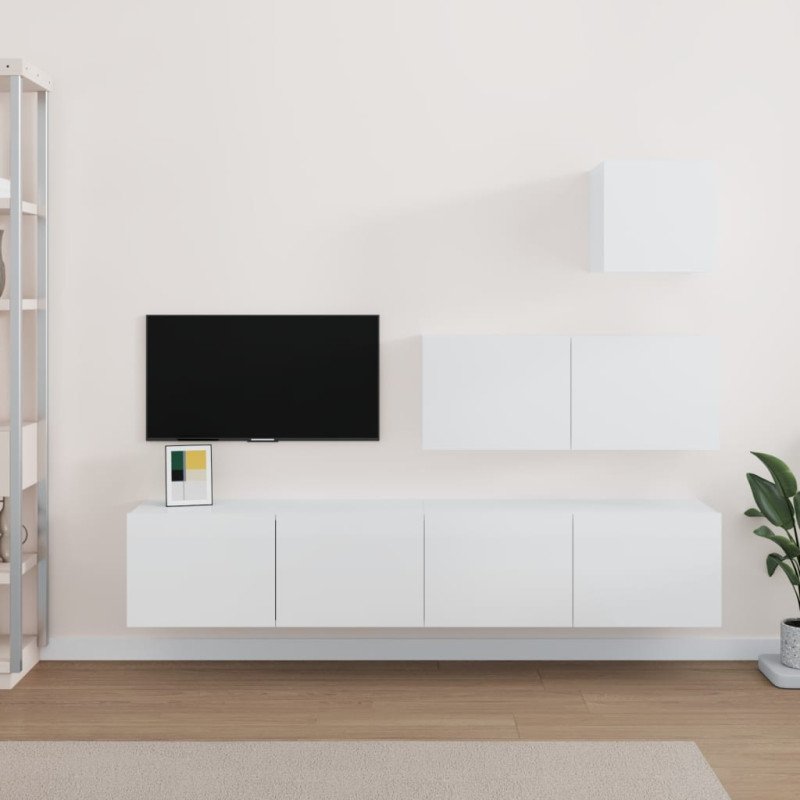 vidaXL 4-dielna súprava TV skriniek vysoký lesk biela spracované drevo
