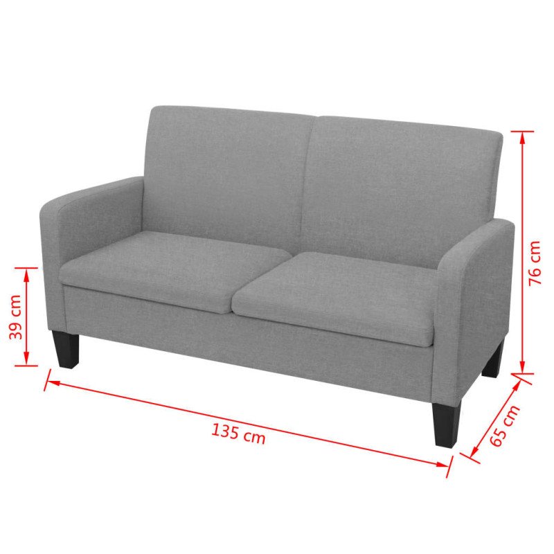 vidaXL Dvojmiestna pohovka, 135x65x76 cm, bledosivá
