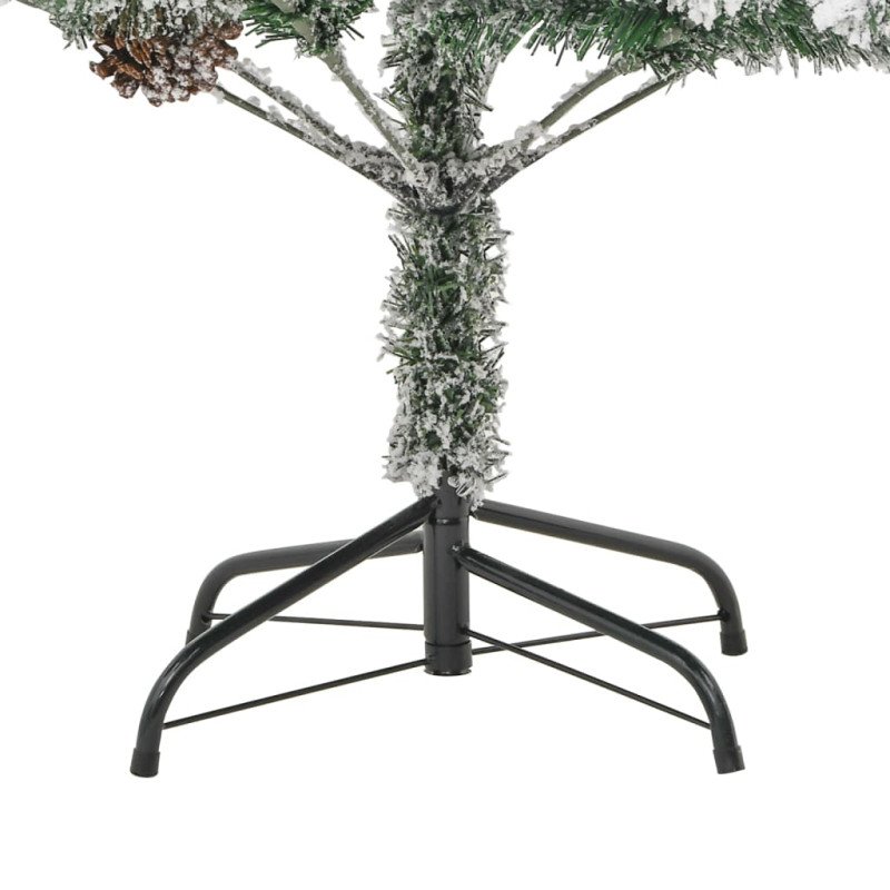vidaXL Osvetlený vianočný stromček, zasnežený, šišky 195 cm, PVC a PE