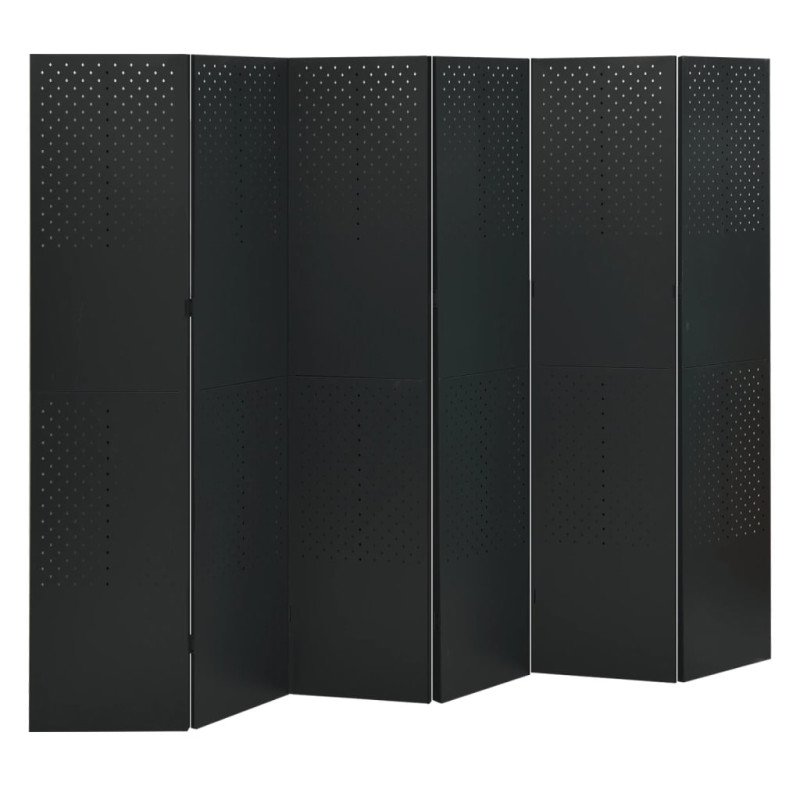 vidaXL 6-panelové paravány 2 ks čierne 240x180 cm oceľ