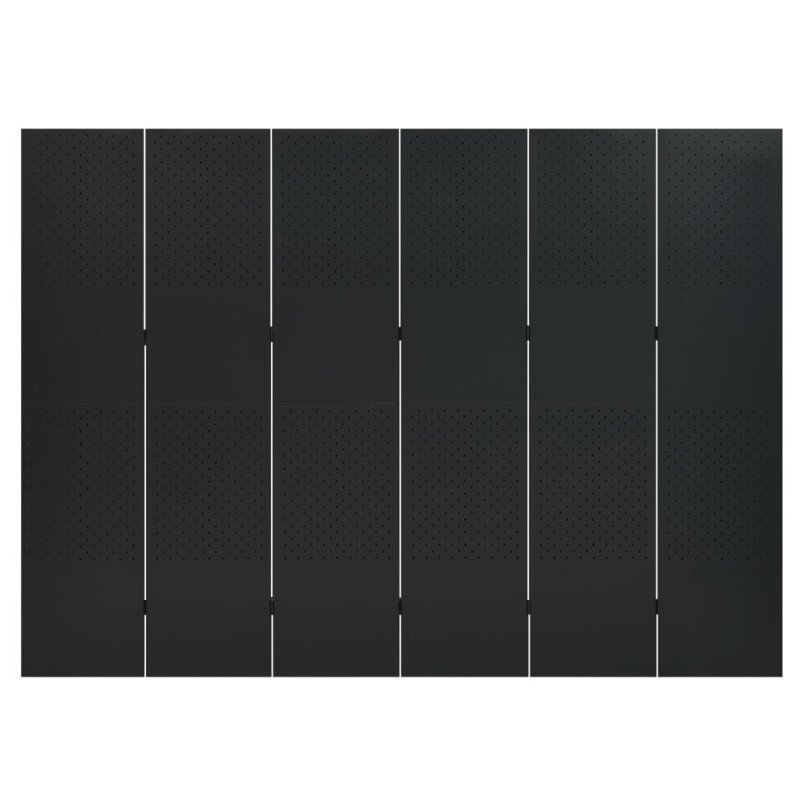 vidaXL 6-panelové paravány 2 ks čierne 240x180 cm oceľ