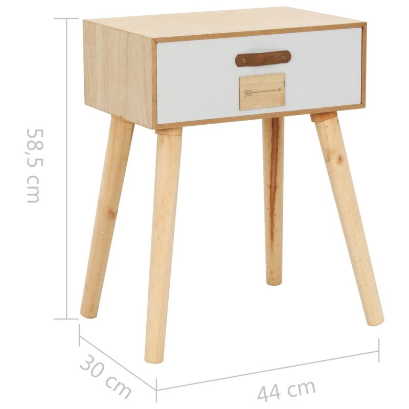 vidaXL Nočný stolík so zásuvkou 44x30x58,5 cm masívne borovicové drevo